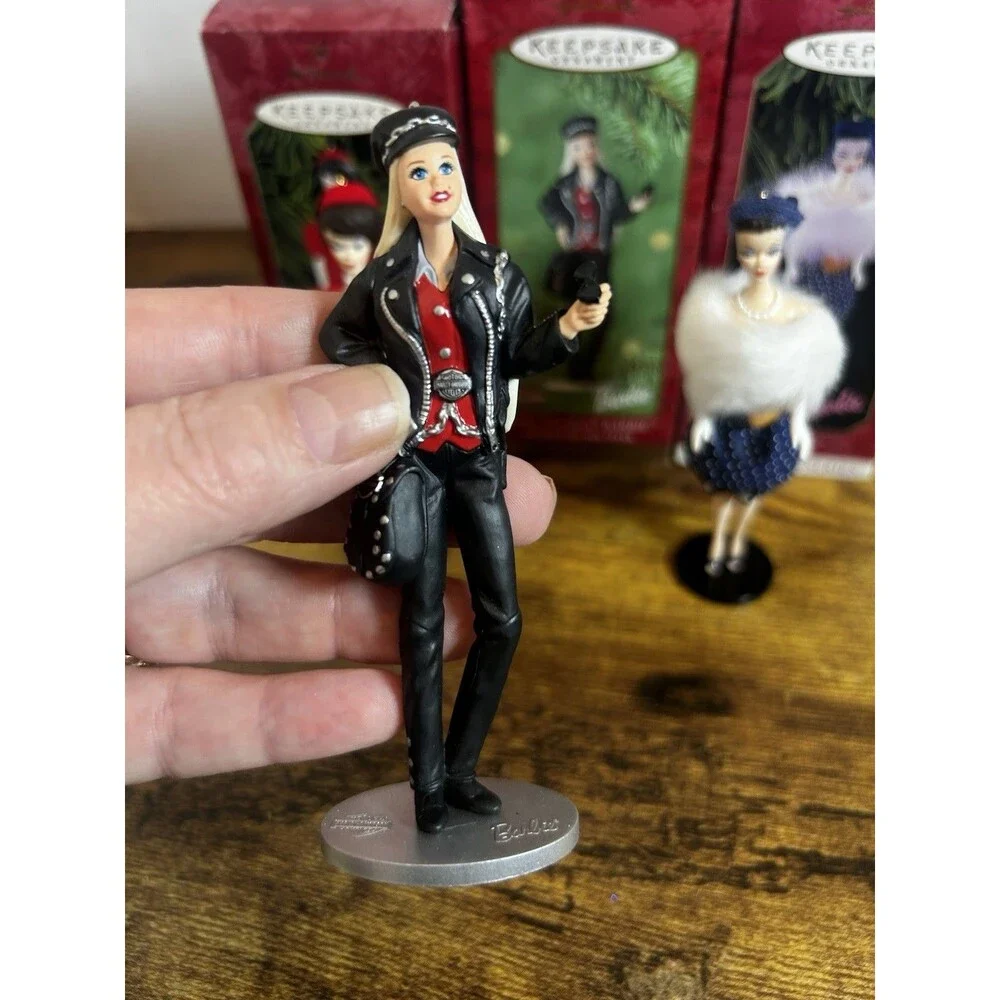 Vintage Hallmark Barbie Keepsake Ornaments Lot of 3 1990s 2000 Harley-Davidson